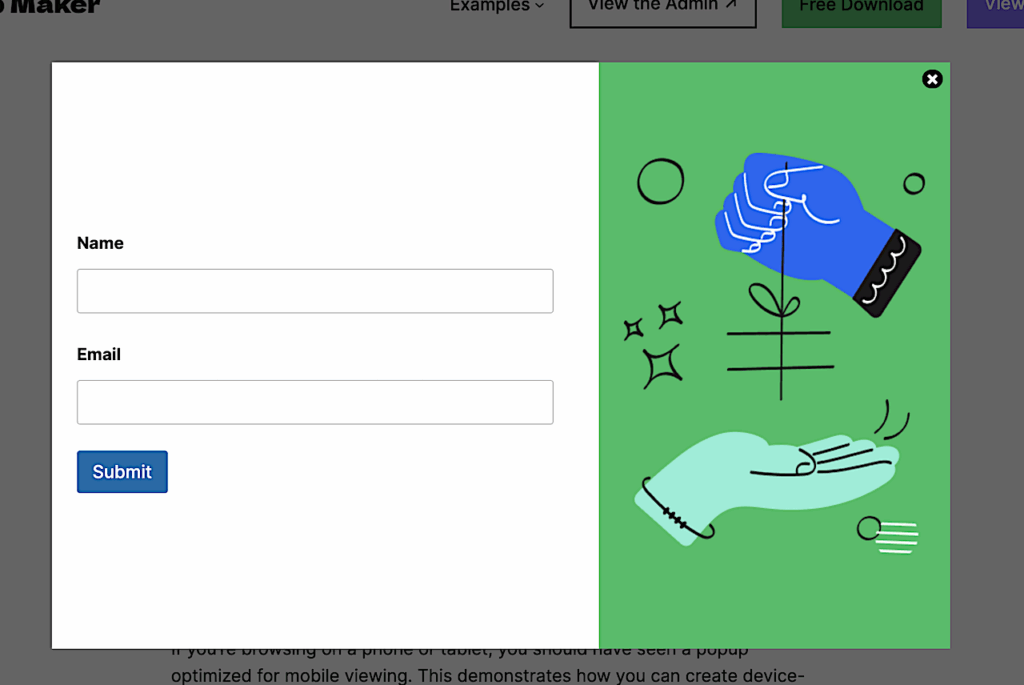 Subscription form popup